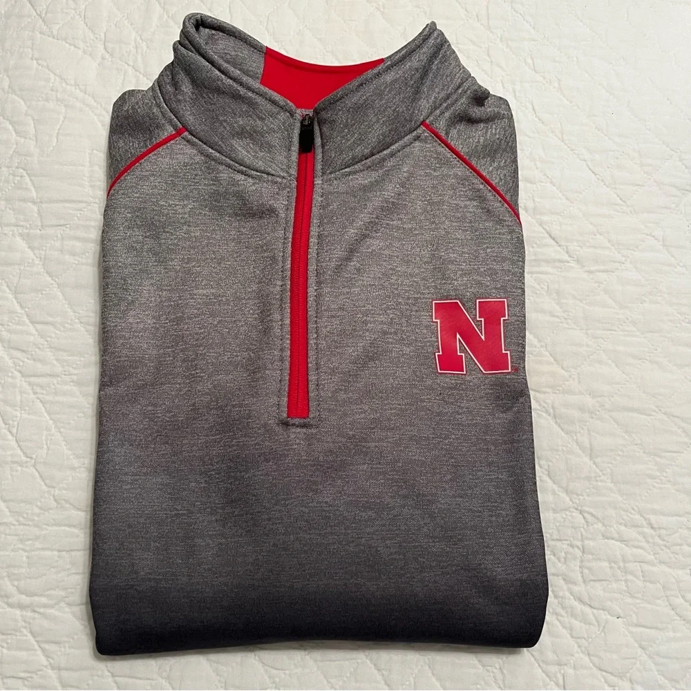 NWT Nebraska Cornhuskers Gray/Black Quarter Zip Pullover Top Colosseum Men’s XL - Picture 14 of 14